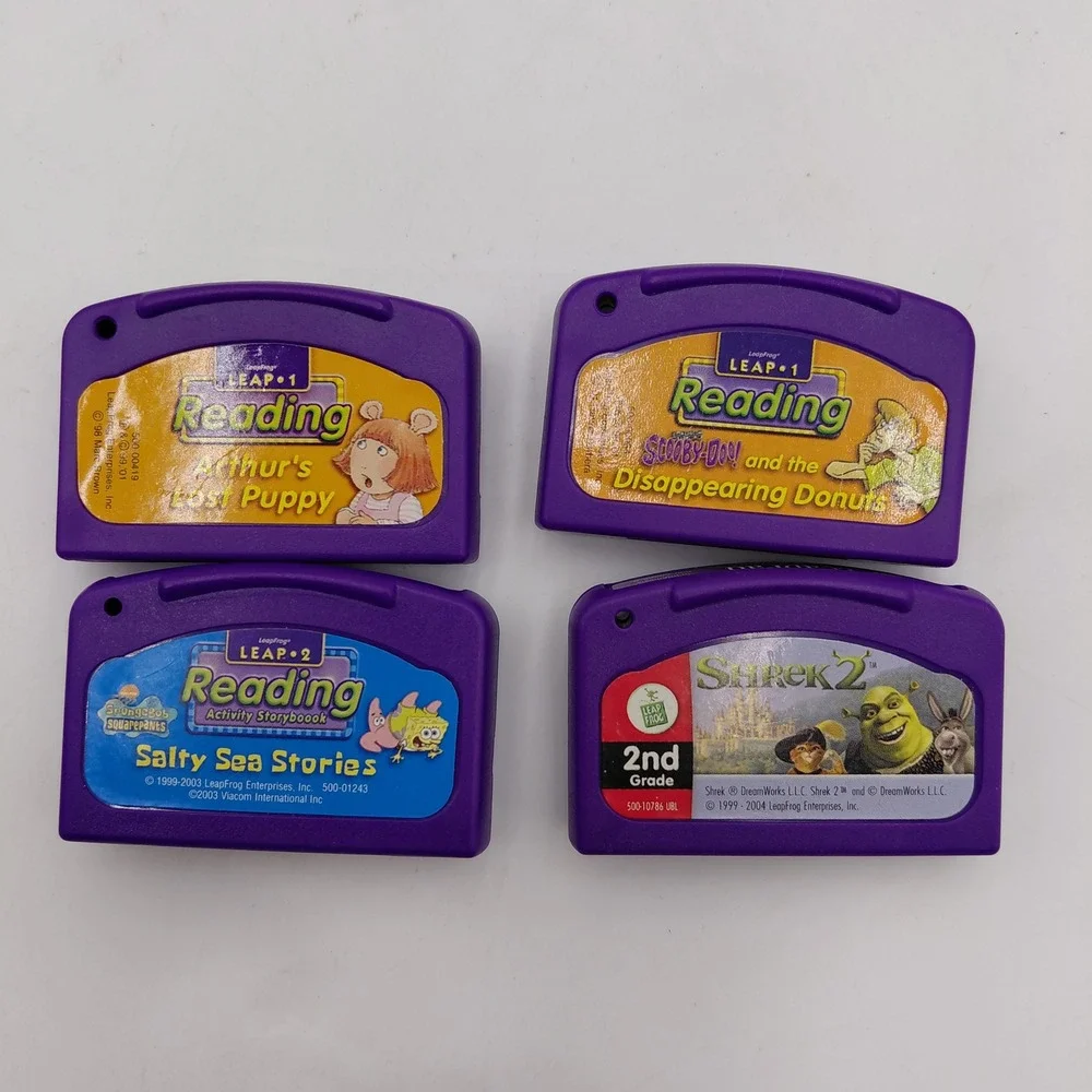 LeapFrog LeapPad Game Lot Shrek 2 SpongeBob Scooby-Doo Arthur Reading Cartridges